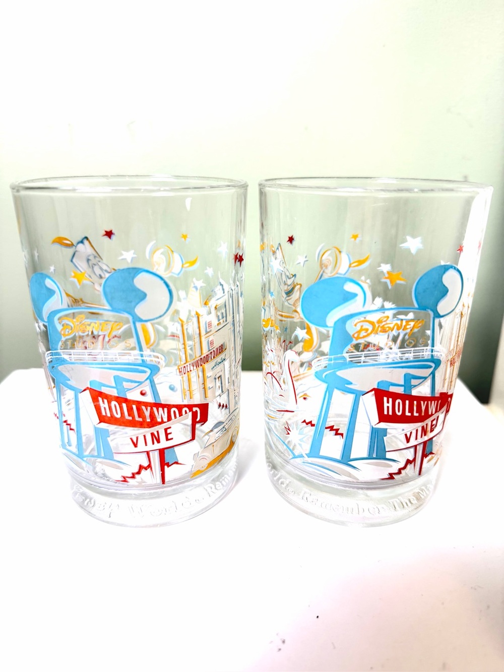 1996 Disney World 25th Anniversary McDonalds Glasses Set of 2 Remember the Magic